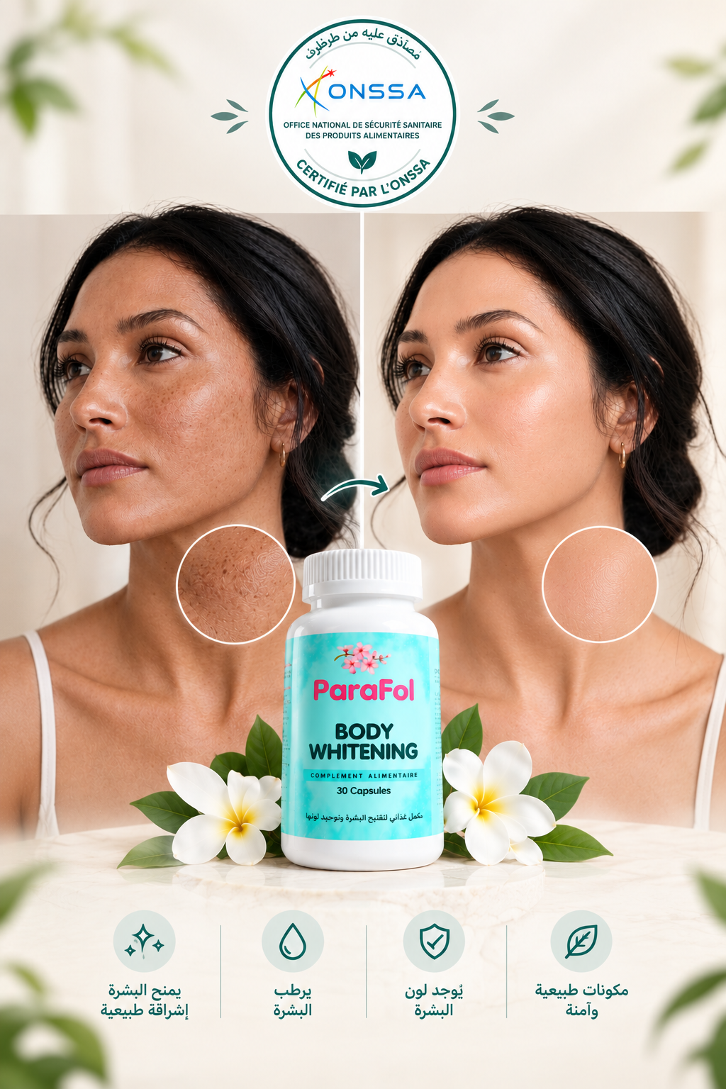 ParaFol before and after body whitening result